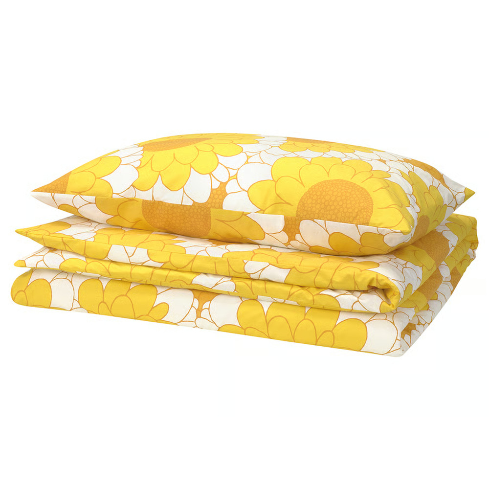 IKEA KRANSMALVA Duvet Cover & Pillowcase, Yellow, Twin (405.720.59) NEW